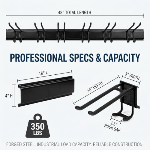 Aking Ace 48 Inch Garage Tool Organizer, Wall Mount 3 Racks 6 Hooks Storage