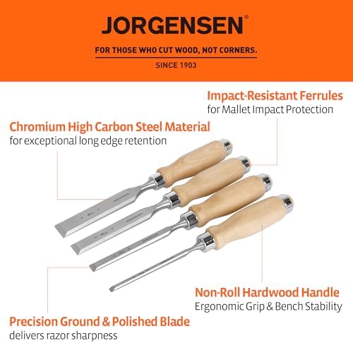 Jorgensen 4-Piece Wood Chisel Set, 1/4", 1/2", 3/4", 1"