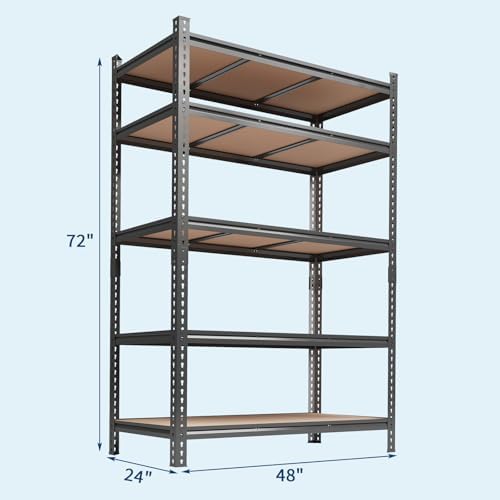 Garvee Storage Shelves 5 Tier Garage Shelving Heavy Duty Adjustable Metal She...