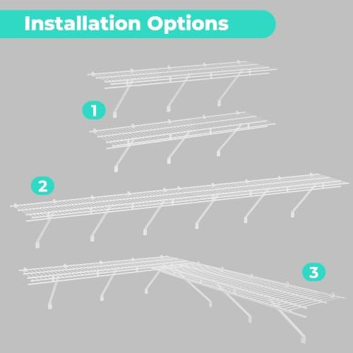 HAUSHOF 4 Pack Closet Shelves Wall Mounted, 4 ft x 16 in Wire Shelf Kit