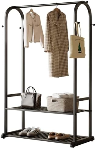 Black Clothing Rack for Hanging Clothes,Sturdy metal clothes rack,Modern Garm...