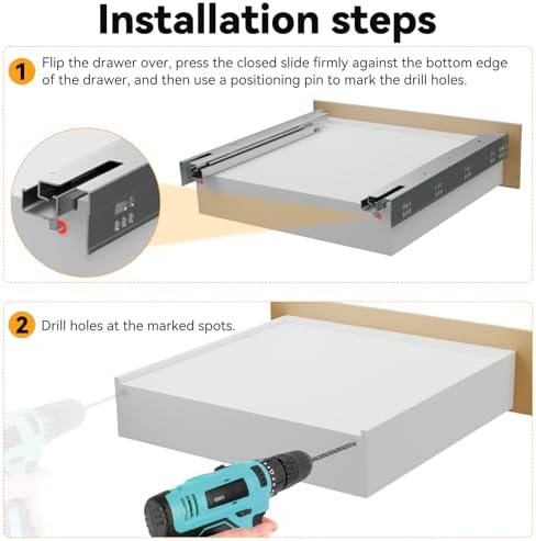 Undermount Soft Close Heavy Duty Drawer Slides 21 Inch, 80LB