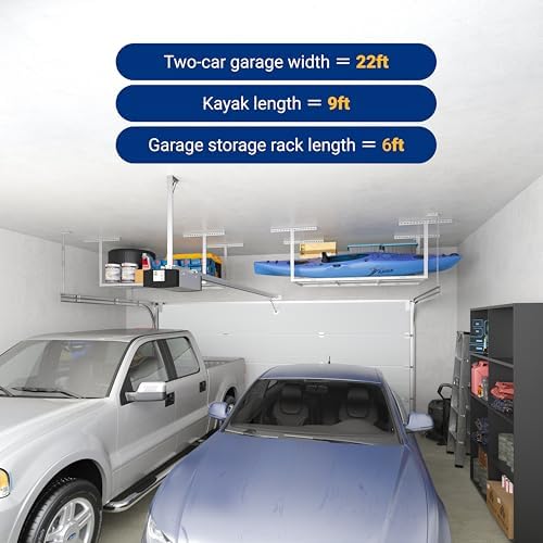 FLEXIMOUNTS 3x6 Overhead Garage Storage Adjustable Ceiling Rack, White