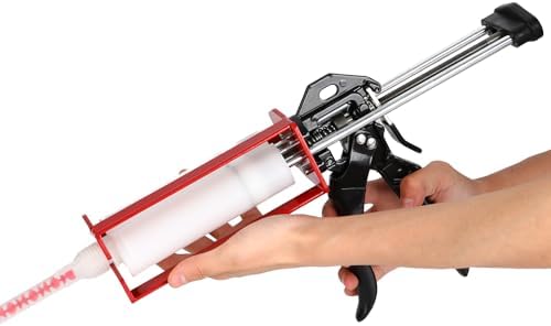 Dual Caulking Gun,Epoxy Gun for 200 ml(6.75 fl oz,1:1 or 2:1 Mix Ratio),Red