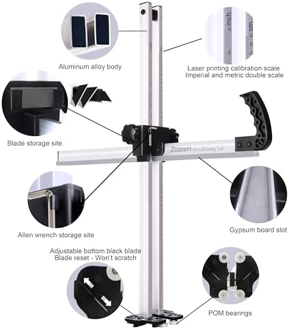 Zozen Foldable Drywall Cutting Tool, Aluminum Body, with10pc Safety Blades