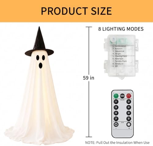 2 Packs 59โ Halloween Decorations Outdoor, Spooky Light Up Ghost Indoor Decor...