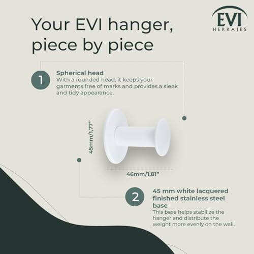 Evi Bathroom Hanger | Stainless Steel Wall Hanger | White Lacquered Finish | ...