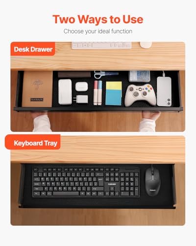 VEVOR Under Desk Drawer Slide Out, 33inch Under Desk Mounted Pull-out Drawer ...