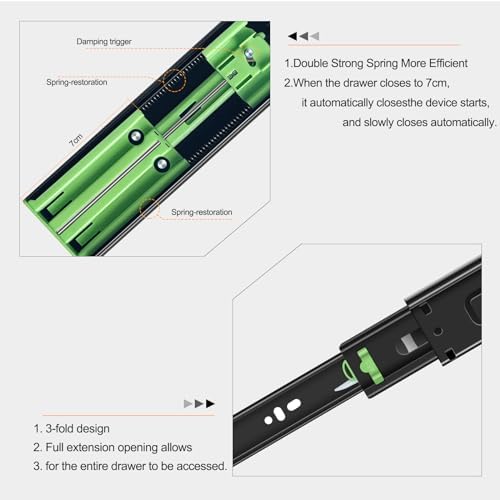 20 inch Soft Close Drawer Slides 6 Pairs Ball Bearing Full Extension Cabinet ...