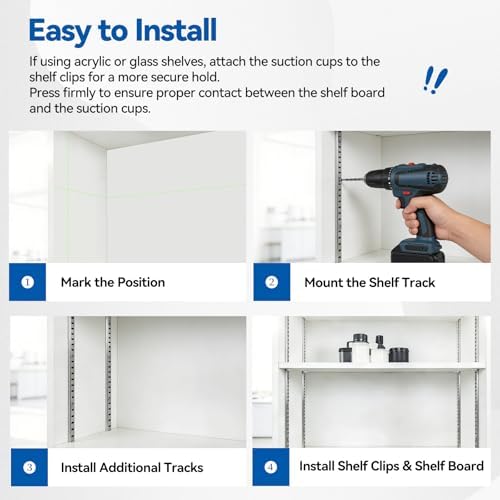 Adjustable Shelf Bracket 40 Inch 8 Pack Wall Shelf Pilaster Tracks, Stainless...