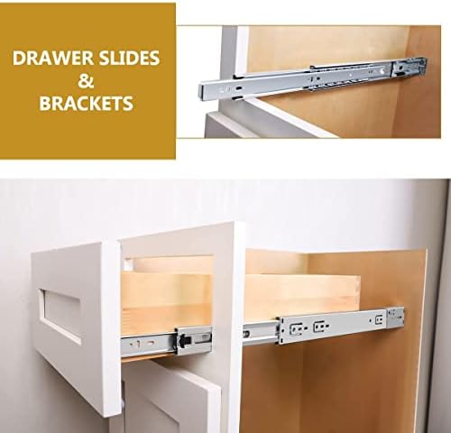 Gobrico 10 Pairs 20-Inch Rear/Side Mount Soft Close Drawer Slides with Bracke...