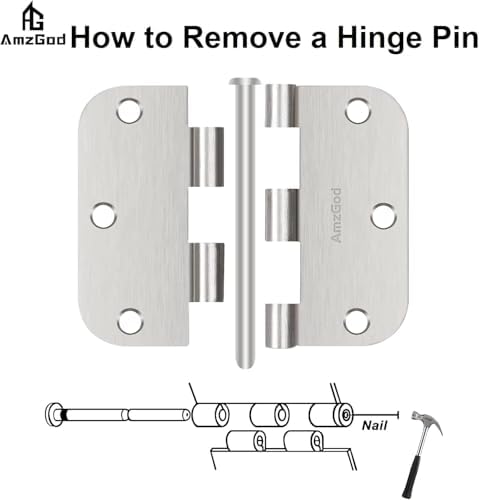 Door Hinges Brushed Nickel - 36 Pack Satin Nickel 3.5 Inch Rounded Interior D...