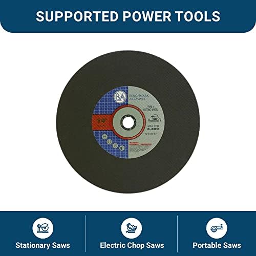 Benchmark Abrasives Aluminum Oxide Type 1, 14 Inch Chop Saw Blade, Cutting Wh...