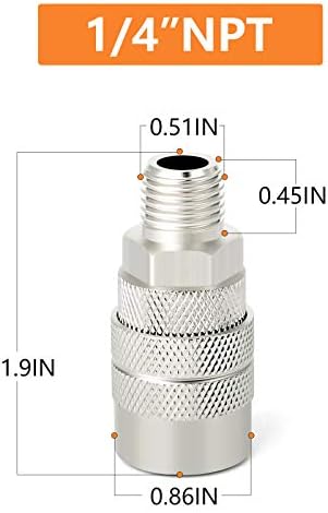 GASHER 12PCS 1/4-Inch Male Industrial Coupler,1/4 Basic Flow Quick Connect Ai...