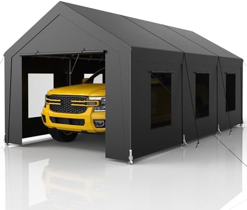 Carport Heavy Duty, Car Port with Reinforced Steel Frame and 6 Roll-up Window...