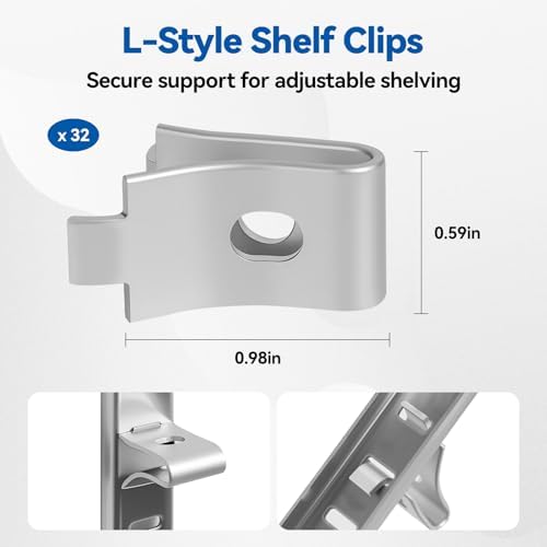 Adjustable Shelf Bracket 40 Inch 8 Pack Wall Shelf Pilaster Tracks, Stainless...