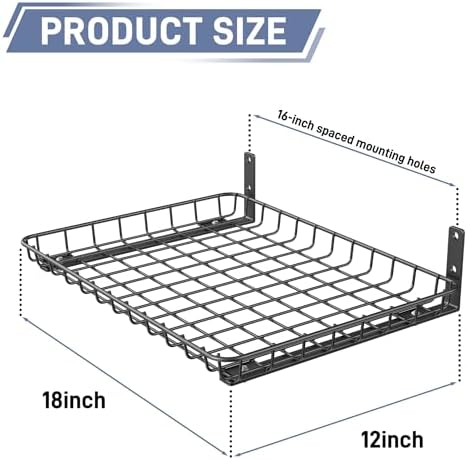 WALMANN Garage 12x18 inch Wall Shelf, Wall-Mounted Storage Shelves