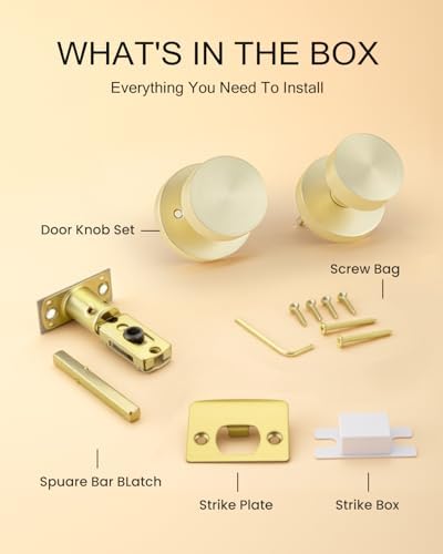 Haidms Brushed Gold Door Knob Interior Privacy Door Knobs 6 Pack