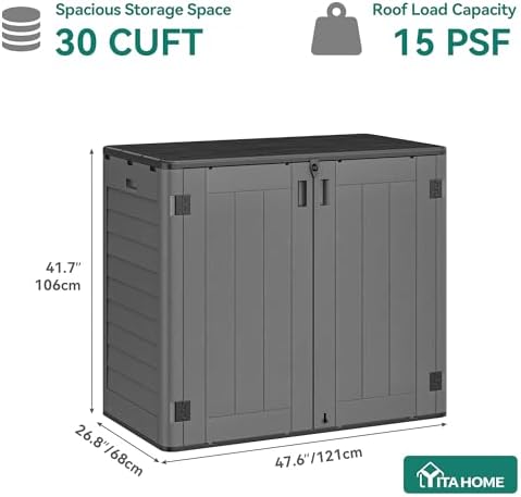 YITAHOME Outdoor Storage Shed w/o Shelf, 30 cu ft Horizontal Storage Shed Out...