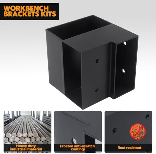 Heavy Duty Workbench Bracket Kit - 8 Pcs Steel 3-Way Right Angle Corner Brack...