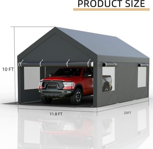 12x20 FT Heavy-Duty Design Carport,Portable Garage Canopy,Carport Canopy with...
