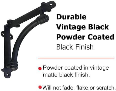 NACH Decorative Shelf Brackets, 4 Pack of 5.5 x 1.2 x 5.5 inch Black Cast Iro...