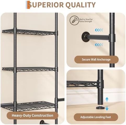 L3 Wall Mounted Pipe Closet System, Matte Black