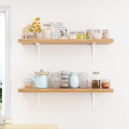 20 Pack Shelf Brackets 10 Inch, White Metal Brackets for Shelves, L Shape She...