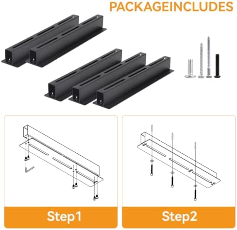 Garage Ceiling Storage Racks for 4 Bins, 17" Heavy Duty Steel Rails, Ove...