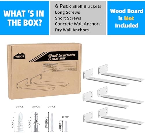 Shelf Brackets, Heavy Duty Floating Shelf Brackets 10-Inch Long, 6-Pack Brack...
