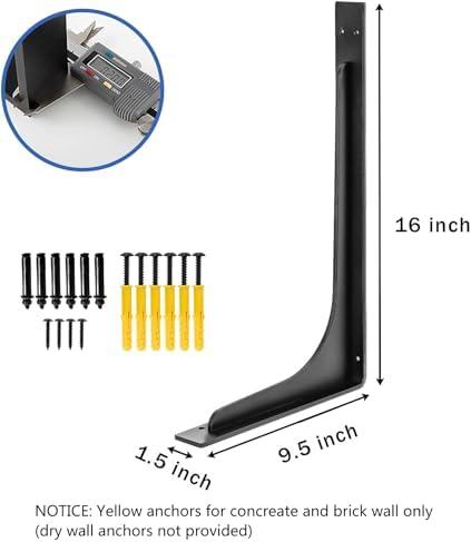 (16 INCH x 9.5 INCH) Shelf Bracket ,L Shelf Brackets,max Load 300lbs, Premium...