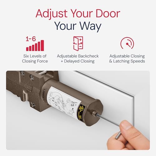 Lawrence Extra Heavy Duty Door Closer Commercial Grade 1 - Adjustable 6-Speed...