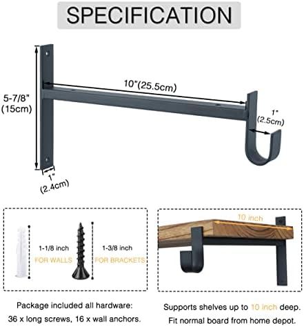 OVOV Closet Rod Bracket Heavy Duty 10 Inch Closet Shelf Brackets 8 Pack