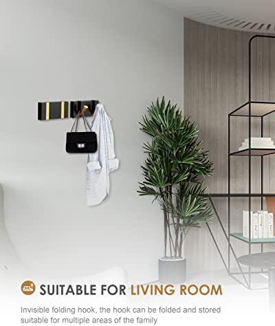 2 Pack,Waterproof Black Gold Wall Hooks,Foldable Towel Hooks for Bathrooms,Co...