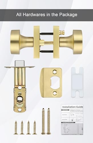 Goldenwarm Brushed Gold Door Knobs Interior, Gold Privacy Door Knob 6 Pack
