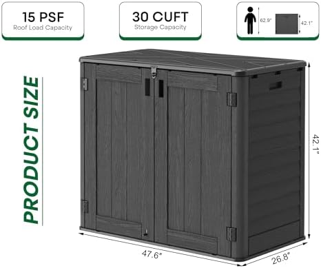 Outdoor Storage Cabinet Waterproof 31 Cu.Ft with Lockable Doors