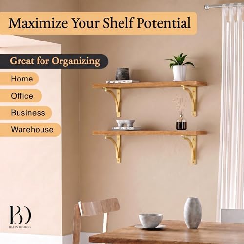 Classic Brass Heavy Duty Shelf Brackets 10 inch by Balin Designs โ Gold L Bra...