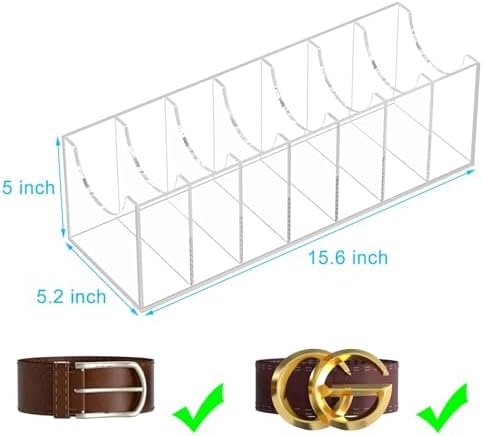 NIUBEE Belt Organizer for Closet, Acrylic Belt Box, Belt Storage, 7 Grids