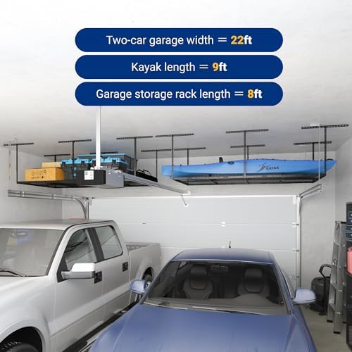 FLEXIMOUNTS 4x8 Overhead Garage Ceiling Storage Rack Organization, Black