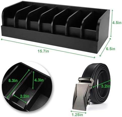 GTI Belt Organizer, 7 Compartments Belt Organizer for Closet and Drawer, Bamb...