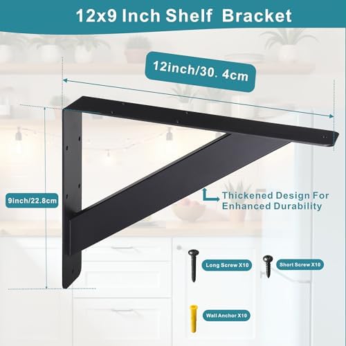 Countertop Support Brackets,12x9 inch Heavy Duty Shelf Brackets,Shelf Support...