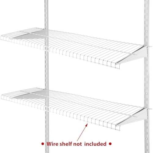 CroBlissful 47.5 Inch Twin Rail Upright Wall Shelving System with 16 Inch Loc...