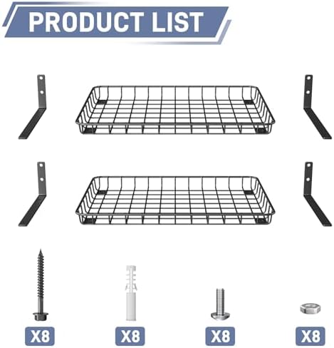 WALMANN Garage 12x18 inch Wall Shelf, Wall-Mounted Storage Shelves