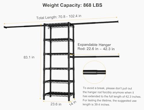 Ulif M5 Wall Mounted Clothes Garment Rack, Heavy Duty Closet Storage System