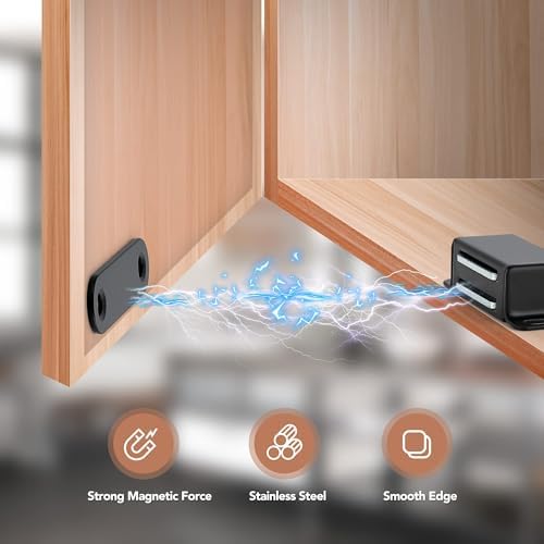 Ravinte Matte Black Magnetic Door Catch, Black Cabinet Magnets 24 Pack