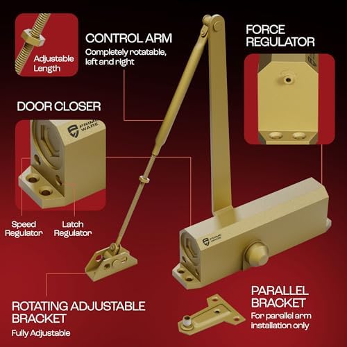 PrimeWare DC-600 Adjustable Automatic Door Closers for Home | Soft Close, No ...