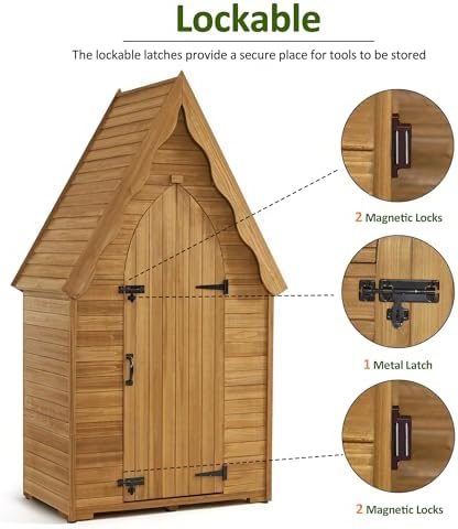 MCombo Outdoor Storage Cabinet, Wooden Garden Tool Shed for Yard 1955