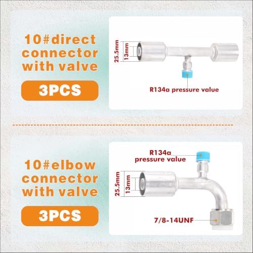66PCS Air Conditioning Hose Fitting Kit Includes #6#8#10 AC Fittings and pipe...