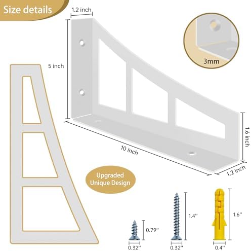 Decorative Shelf Brackets 10 Inch Heavy Duty Floating, Iron Wall Mount