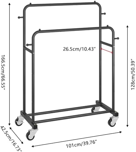 Laiensia Double Rods Garment Rack with Wheels, Clothing Rack for Hanging Clot...